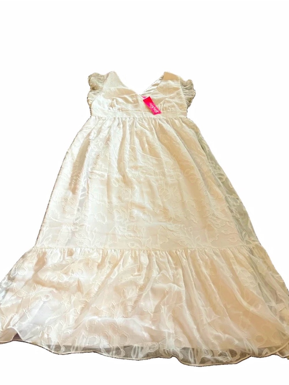 Lilly Pulitzer Autumn Ruffle Midi Dress Resort White Shadow Size 12 NWT